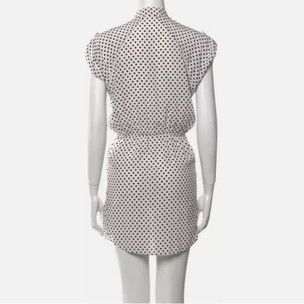 ALICE+OLIVIA 💯silk polka dot elastic waist roll-tie shoulder sleeveless dress S - Picture 4 of 10